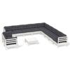 VidaXL Bois de Pin Massif Salon de Jardin 12 pcs avec Coussins Mobilier de Patio Meubles d'Extérieur Mobilier de Jardin 3096930