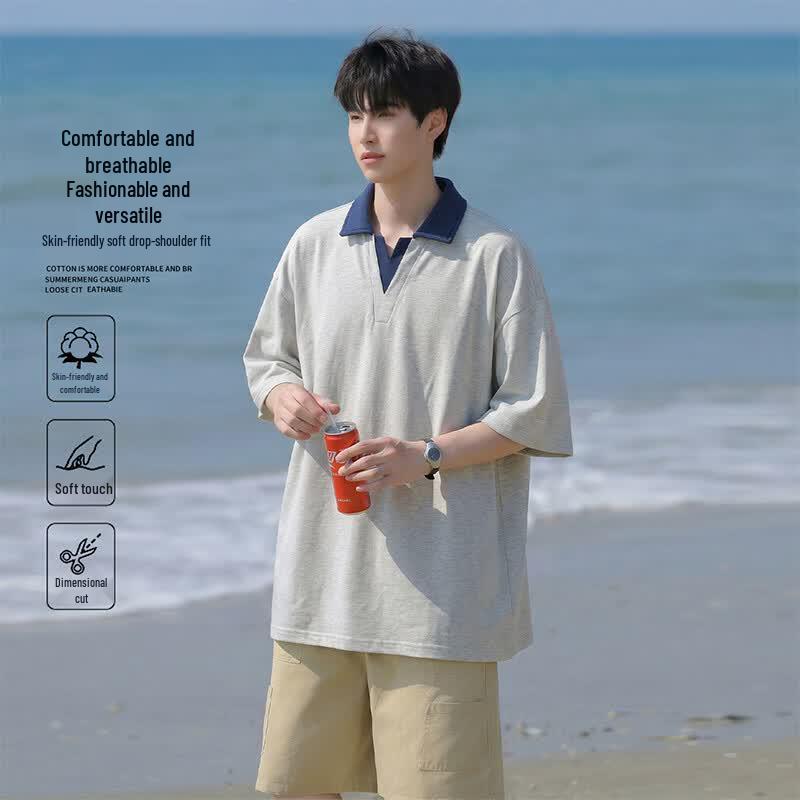 MEDE Men s Casual Color Block Polo T-Shirt 3XL