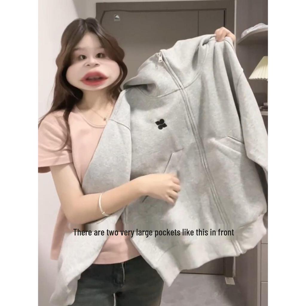 Women's Loose-Fit Retro Turtleneck Hoodie Cardigan - Autumn 2025 Niche Couple Design 
