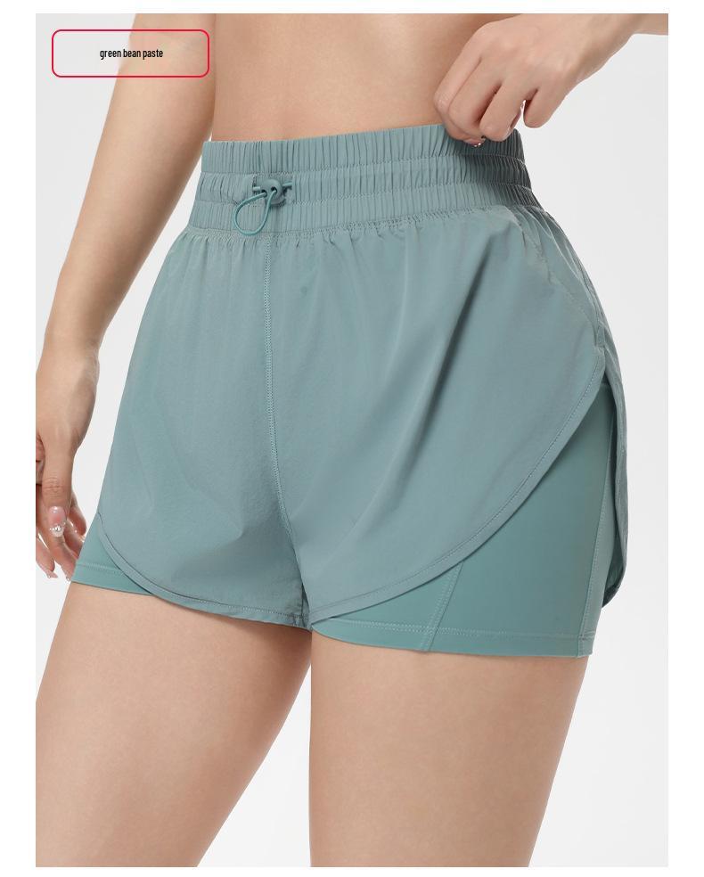 Women's 2026 High-Waisted Quick-Dry Fake Two-Piece Sports Shorts - Breathable Running & Yoga Fitness Shorts for Summer