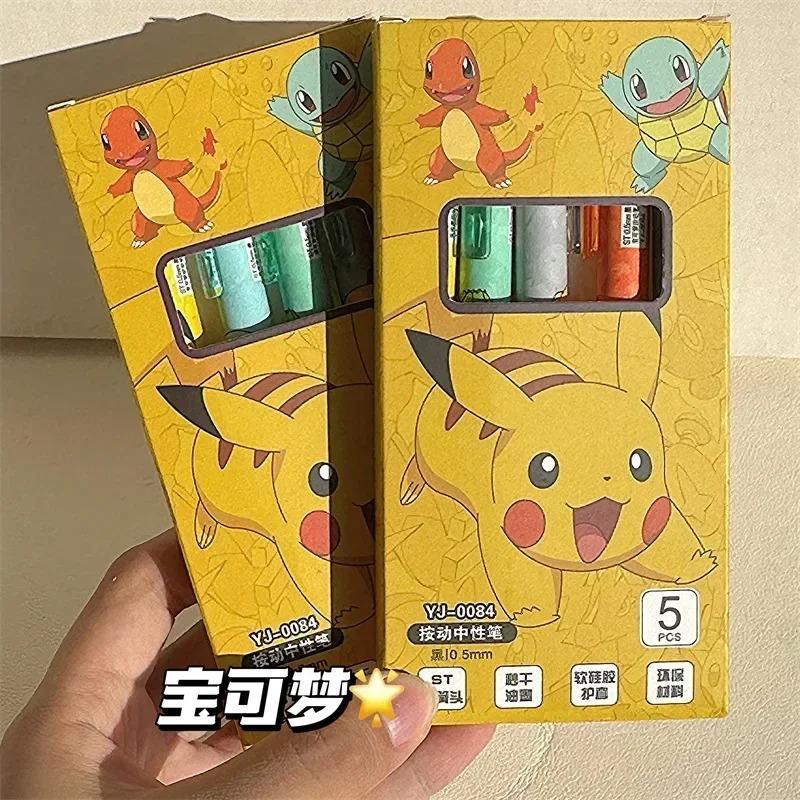 5 Stück Pokemon Pikachu Gelstift Niedlich Anime Cartoon Glumanda Schiggy Druckgelstift Schreibwaren Schulsachen Weihnachtsgeschenke
