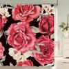 Elegant Floral Flowers Retro Rose Shower Curtain Polyester Bath Curtain Bathroom Decor Washable With Hook