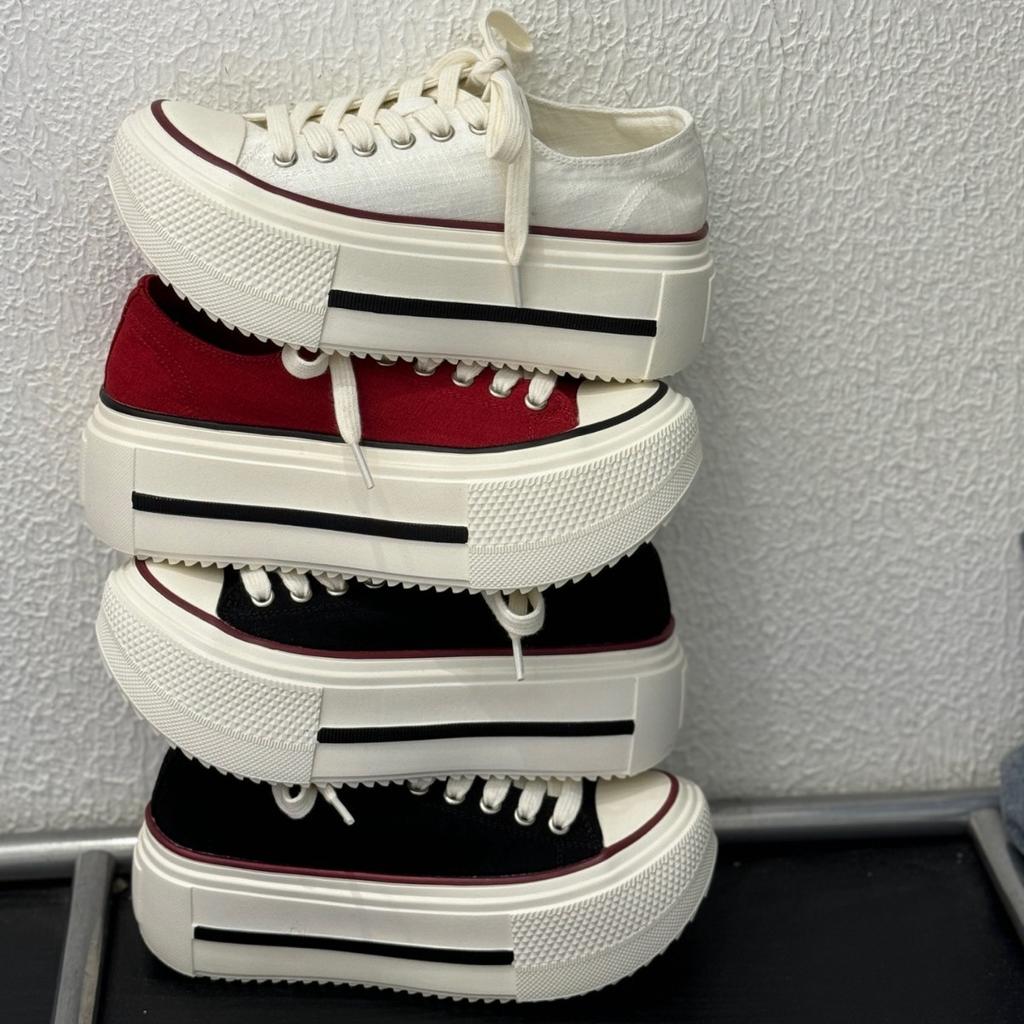 Thin Canvas Shoes Women's 2025 Summer New Irregular Soles Round Head Lace-up Non-slip Thick-soled Casual Board Shoes Women