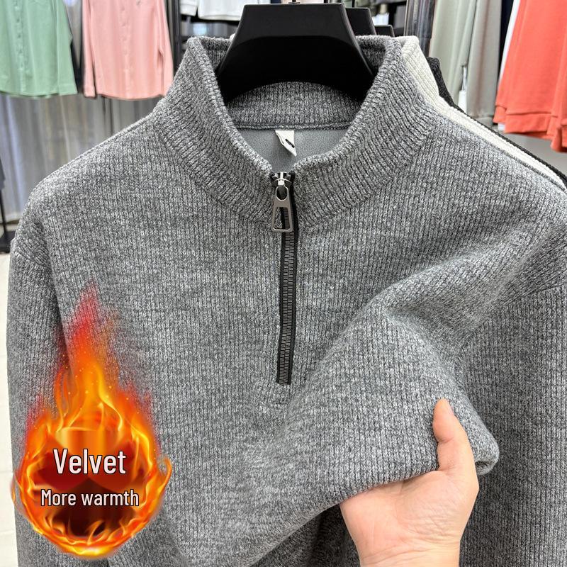 Men s 2025 Trendy Half-Zip Knit Sweater - Autumn/Winter Casual Wear L