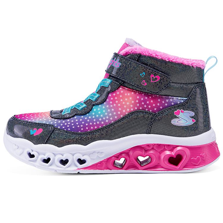 Skechers Детская Модная Удобная Нескользящая Прочная Теплая Полуботинки Повседневная Обувь Детские кроссовки Черный Розовый 302677L-NVMT 27.5