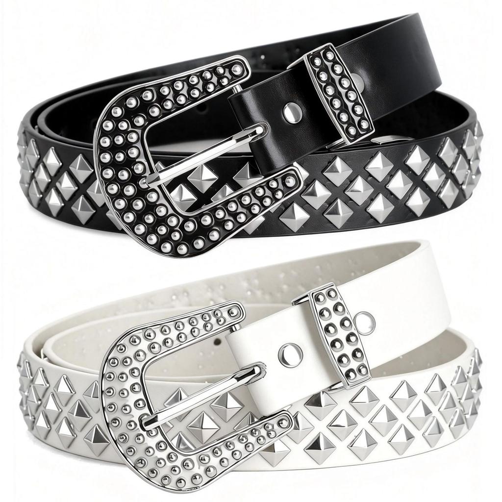 Trend Rivet Belt Heavy Metal Belt Men Women Punk Nightclub Rock Style Jeans Waist Belt Y2K Belt Fashion Decoration Women's Belts