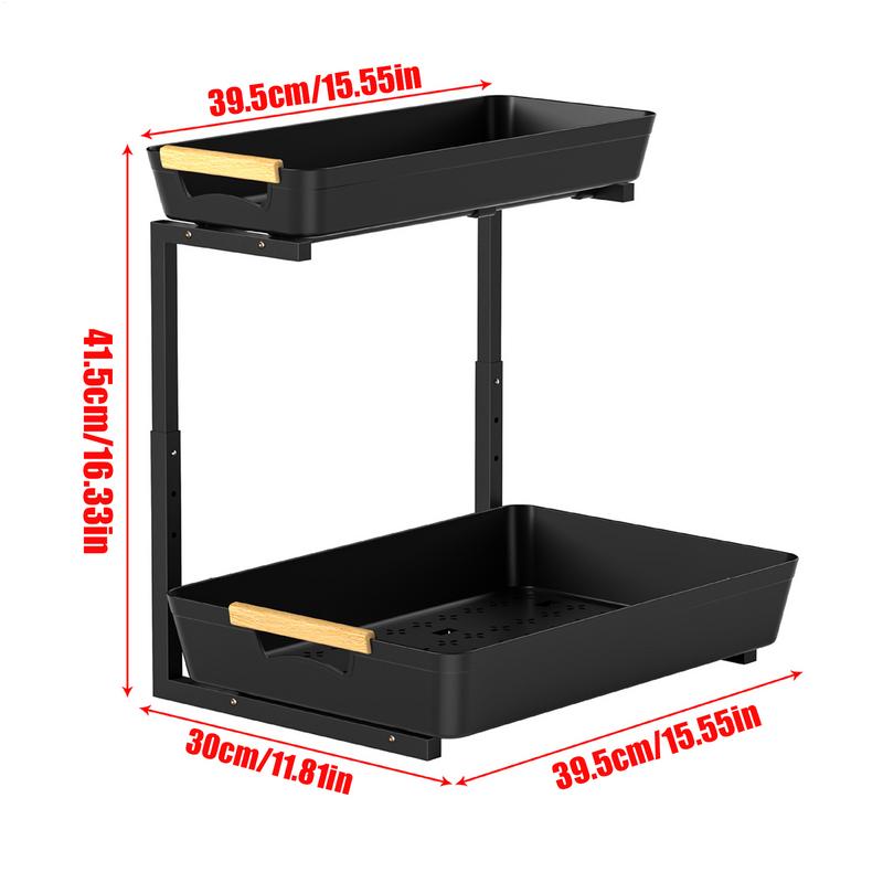 Pull Out Cabinet Organizer 2-Tier Under Sink Organizers And Storage Large Capacity Kitchen Baskets Home Organization For Laundry