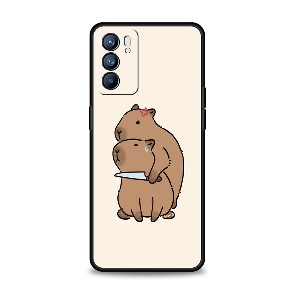 Kreskówka kapibara etui na telefon do Oppo znajdź X6 Pro X5 A54 A53 A52 A9 A15 A95 A17 A16 A76 A74 A57 A31 A3s Reno8 Reno6 Pro 5G okładka