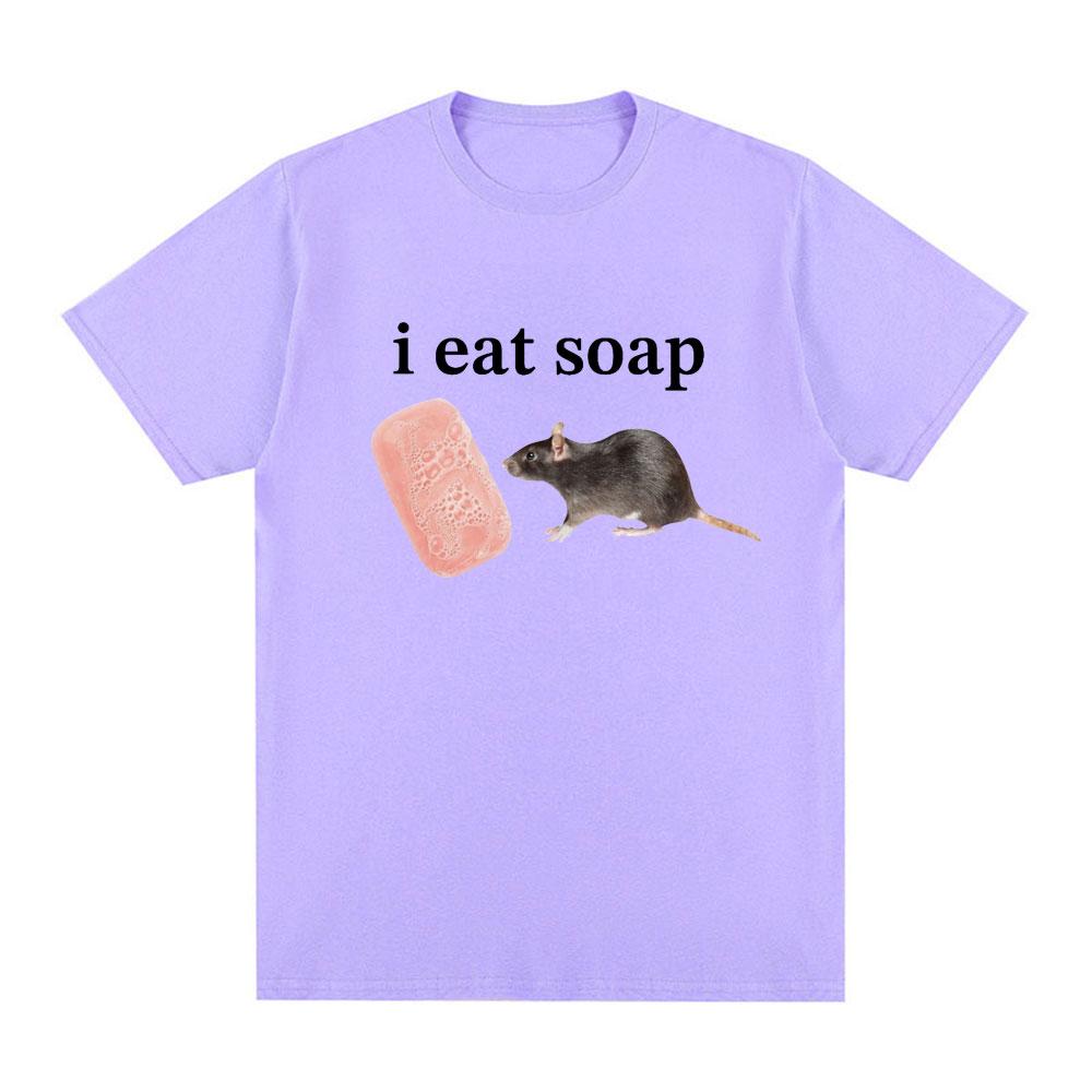 I Eat Soap Rat Funny Meme T Shirt Men's Fashion Vintage O-Neck Short Sleeve T-shirts Casual Cotton Oversized T Shirts Streetwear