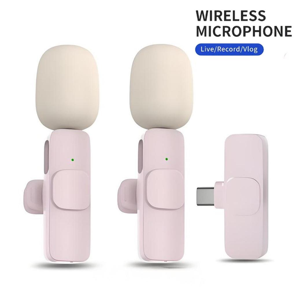 2.4G Wireless Lavalier Microphone Audio Video Recording Mini Mic with Receiver for iPhone Android Live Broadcast Gaming Phone