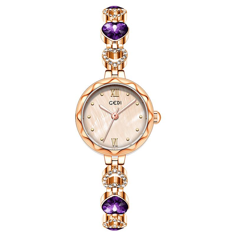 Women'S Retro Light Luxury Bracelet Watch Niche High-End Heart-Shaped Rhinestone Light Luxury Quartz Women'S Watch