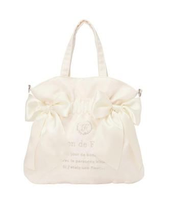 Organza Double Ribbon Tote F Tote 08001142800 2-Way Bag, Ivory, Bag,