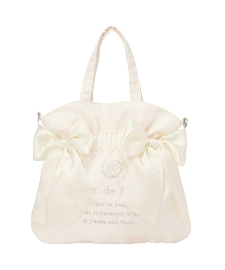 Maison de FLEUR Organza Double Ribbon Tote F Tote 08001142800 2-Way Bag, Ivory, Bag, слоновая кость