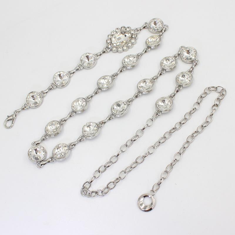 Waist Chain Women'S Decorative Dress Temperament Rhinestone Inlaid Metal Belt Hook Adjustment Waist Trouser Chain