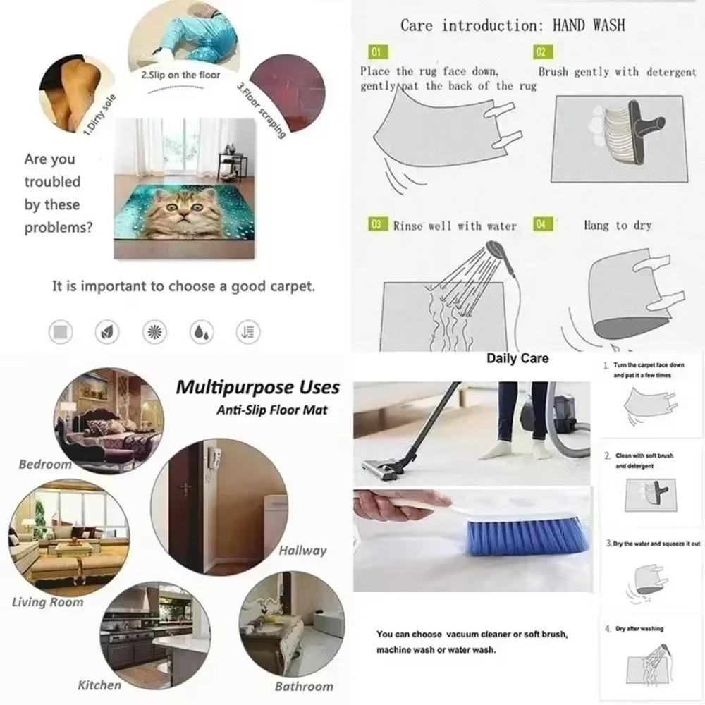 New 3D Visual Effect Visual Hallucination Door Mat Beach Style Washable Floor Mat Soft Non-slip Foot Pad Living Room Decoration