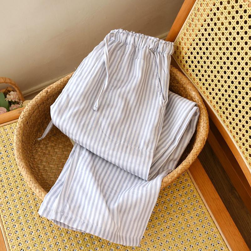 Women's Spring Summer Sleep Pants Cotton Trousers Striped Loose Thin Home Pants Pajama Pants for Women