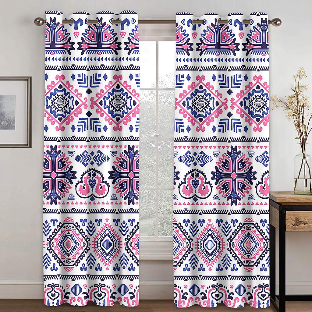 

Шторы в полоску желто-красного цвета в богемном стиле, 2 панели, декор для дома в эфиопском стиле, шторы для гостиной и спальни 50W130H(CM)X2PCS&HooK