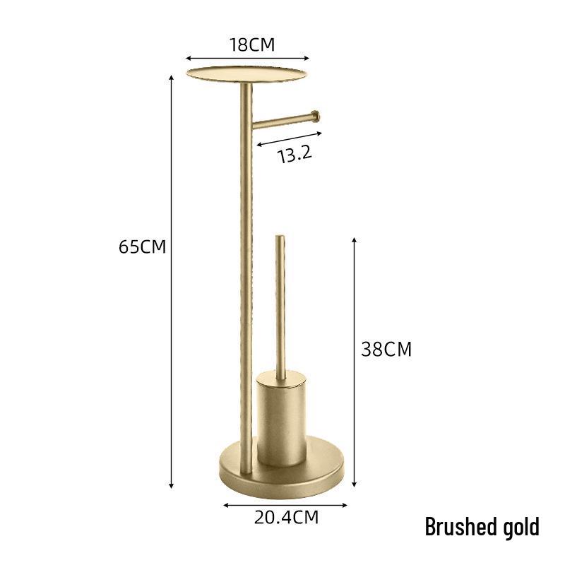 Bathroom Black Stainless Steel Odor-Proof Toilet Paper Holder and Floor Standing Storage Rack with Brush