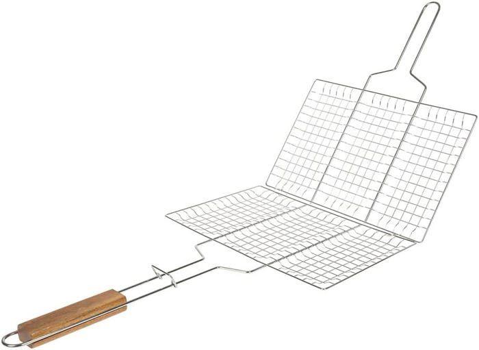 Grille de cuisson - Référence 001088 - 34 x 22 cm - 3 compartiments - Poignées en bois d'Acacia