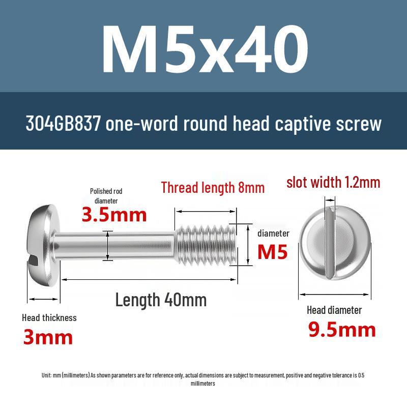 Yigu 304 Stainless Steel Pan Head Captive Screw M3/M4/M5/M6