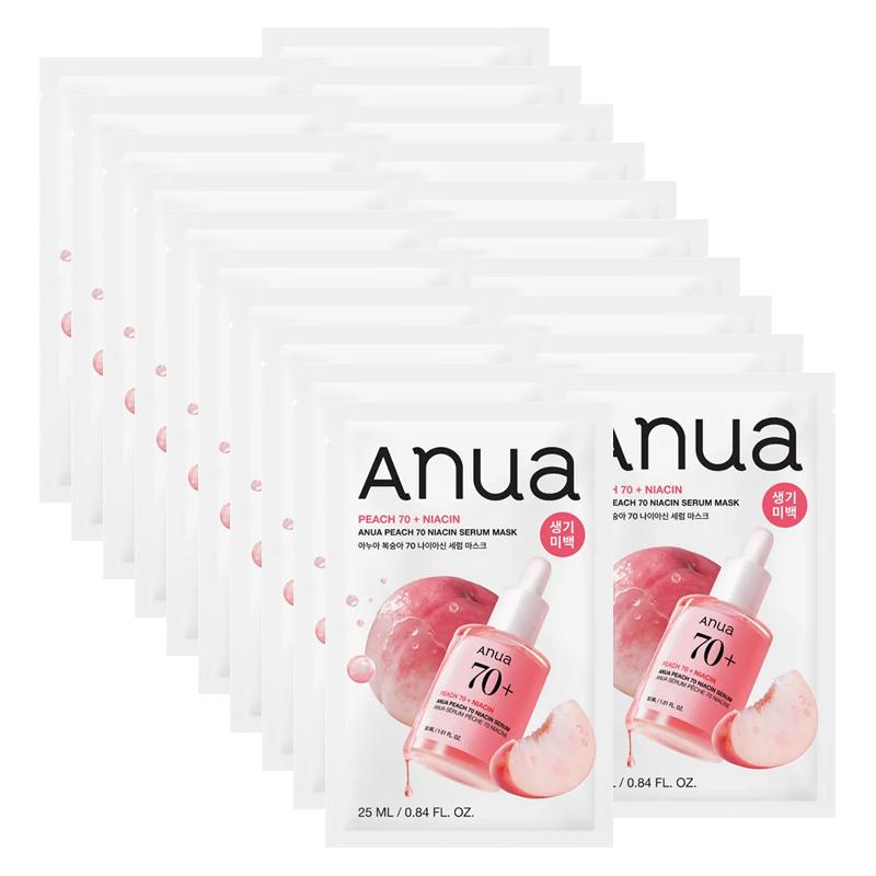 ANUA Peach 70 Niacinamide Sheet Mask Brightening & Hydrating Facial Mask 20 Sheets