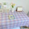 INS Plaid Table Cloth Japanese Fresh Checkered Tablecloth Bedroom Dormitory Dressing Table Mat Rectangular Desk Decor