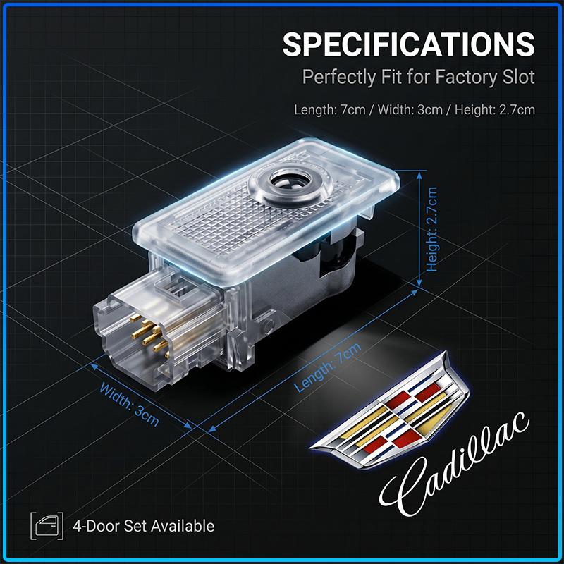 2 uds Luz LED de Bienvenida Insignia de Puerta de Coche Lámpara Proyector HD Inalámbrica Para Cadillac XT5 XTS CTS BLS SLS DTS SRX Escalade Tiburon Deville