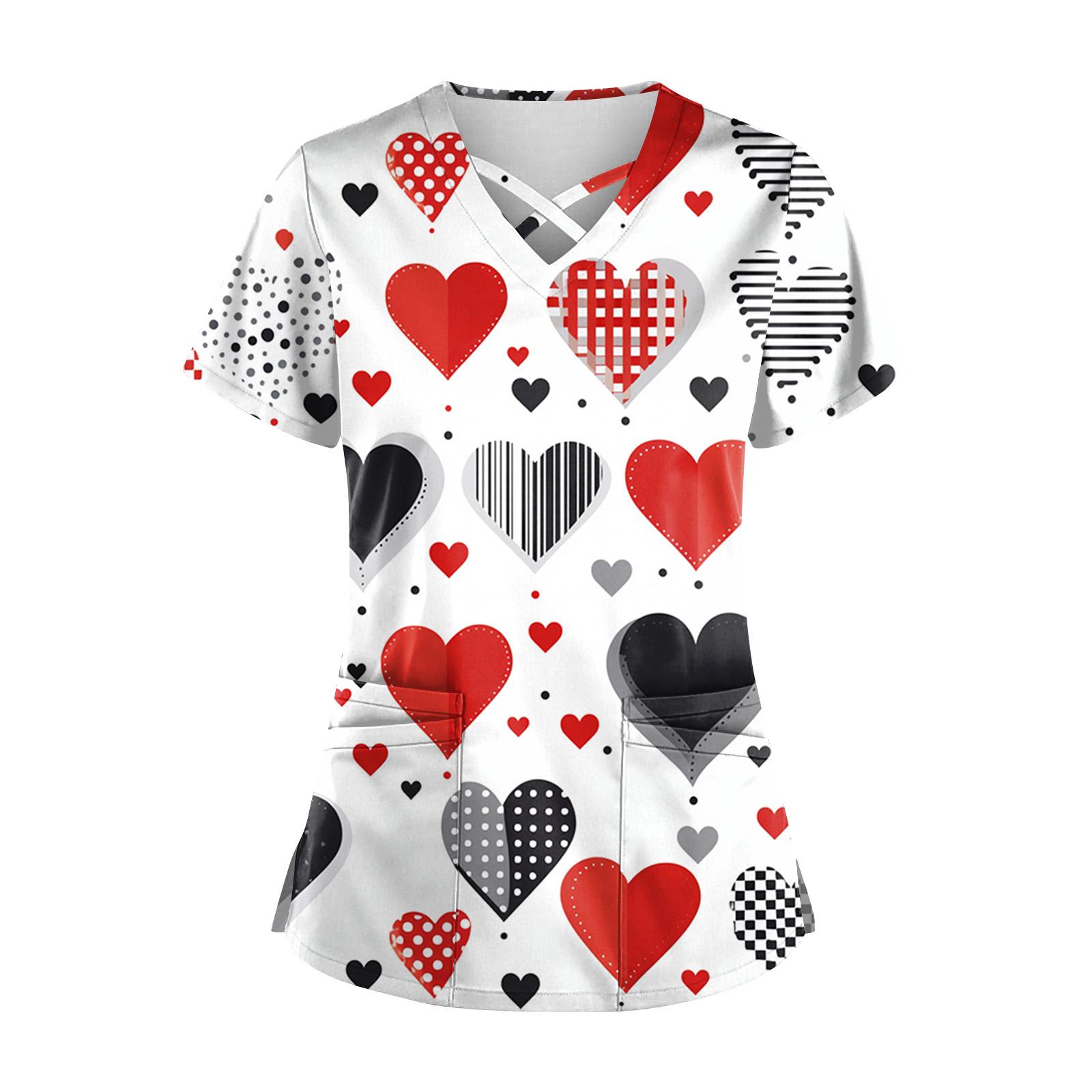 

Женский топ с коротким рукавом, ступенчатым V-образным вырезом, принтом и карманом, быстросохнущий XXXXL красный