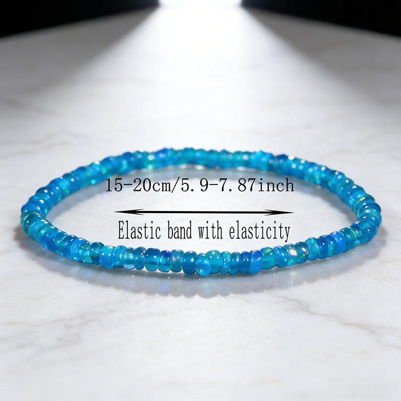 Pulsera de Ópalo Natural Para Mujeres Cuerda Elástica Extensible Joyería de Cristal Curativo Ayuda a Mantener el Equilibrio Emocional