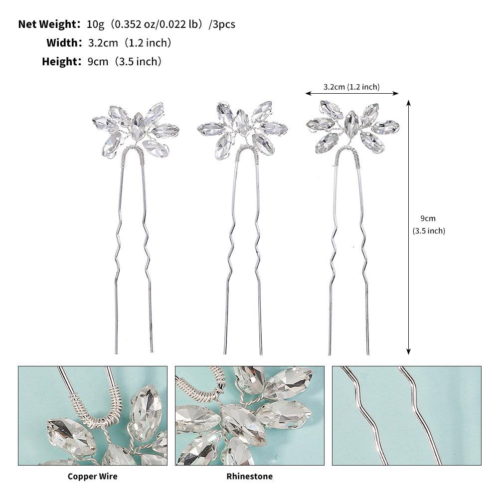 

Новые свадебные украшения ручной работы, хрустальная заколка для волос, головной убор для свадебного банкета, танцевального выступления, U-образная заколка для волос со стразами