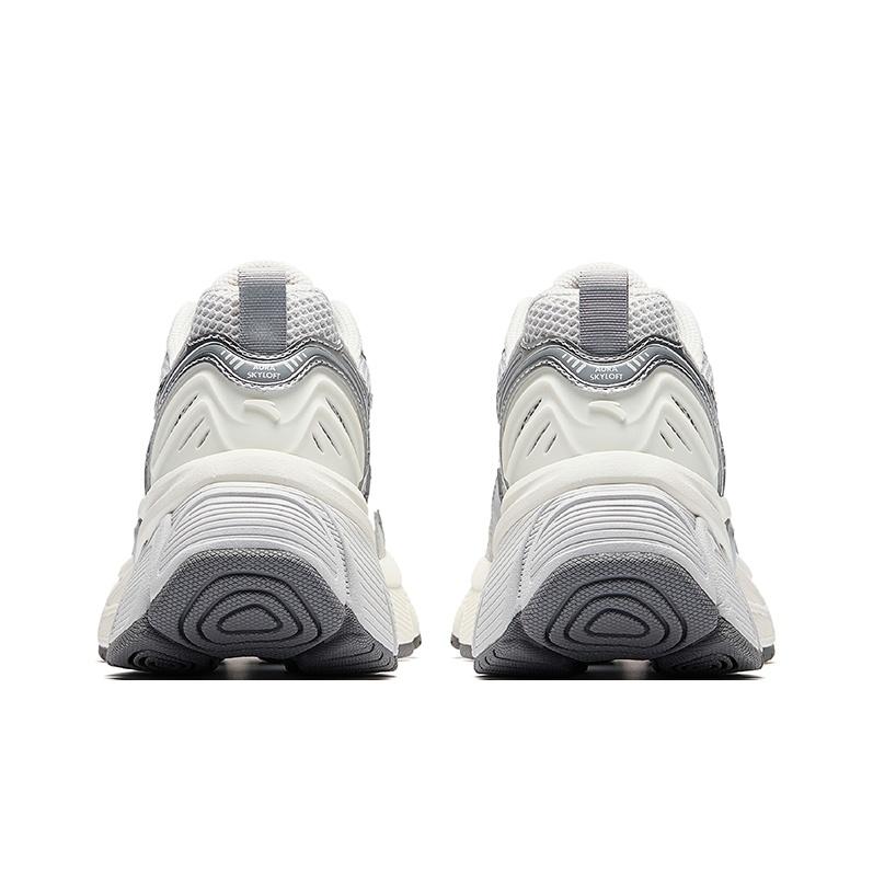 Anta Sneakers Unisex Patchwork in Pelle a Rete Retrò Bianco Sporco Accenti Grigio Scuro SKU 122548803-1