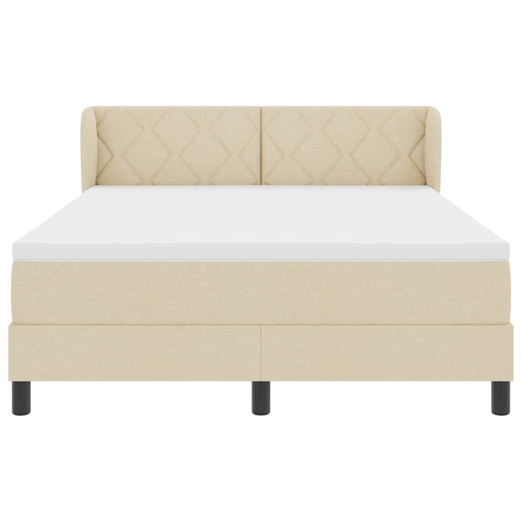 Box Spring Bed with Headboard Cream 160 x 200 cm Fabric