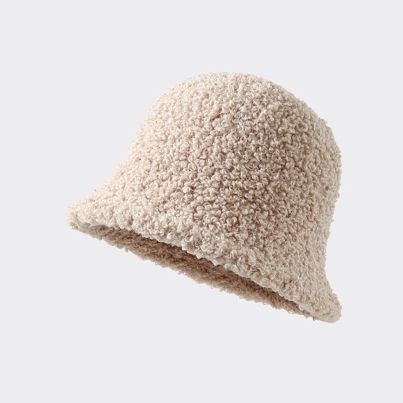 

Japanese Women s Lamb Wool Bucket Hat: Warm, Retro, and Flattering for Autumn and Winter. One Size бежевий