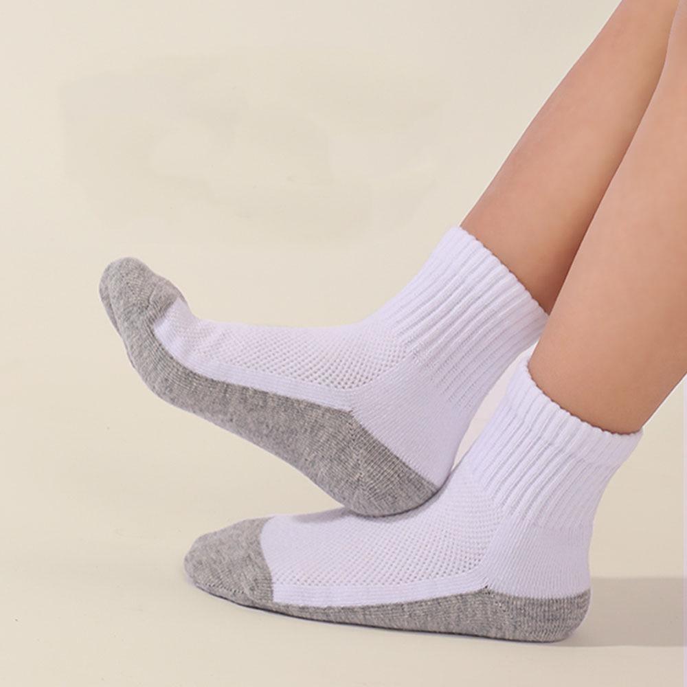 Cotton Mid-Calf Student Socks: Antibacterial, Anti-Pilling, Odor-Proof, Seamless, High-Elasticity, Color-Block Sports Socks.