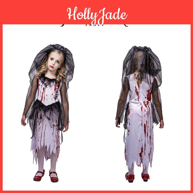 Perfect Halloween Costume For Kids Ghostly Bride Cosplay Outfit