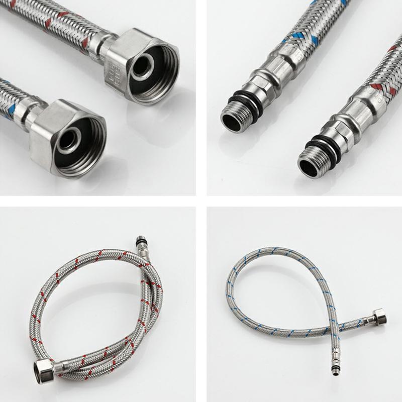 60cm Stainless Steel Nylon Braided Tube Pipe Hose Silicone Plumbing Thermoresistant Tap Basin Faucet Sink Kitchen Bathroom