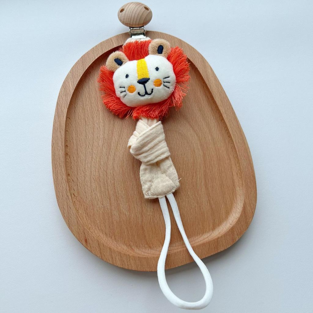 Cute Cartoon Animals Pacifier Chain Clip Cotton Cloth Dolls Animal Wood Rodent Nipples Holder Newborn Toys Teether Accessories