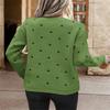 Women's Autumn & Winter Polka Dot Jacquard Crew Neck Pullover, Elegant Loose Knit Sweater S-XL