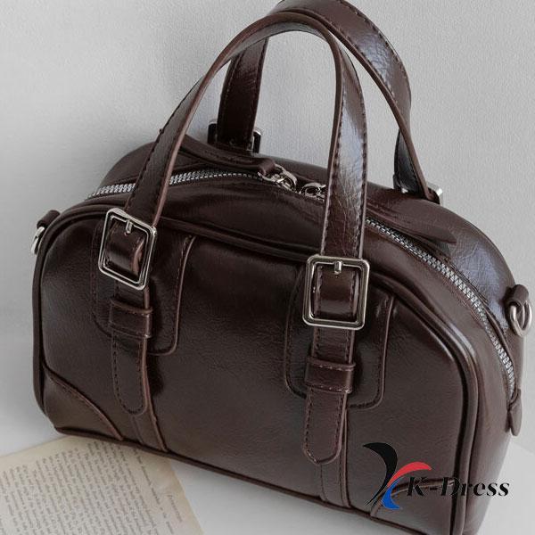 

Міні-сумка Boston із двома пряжками (2 Колір) 21x13.5x6.5cm коричневий