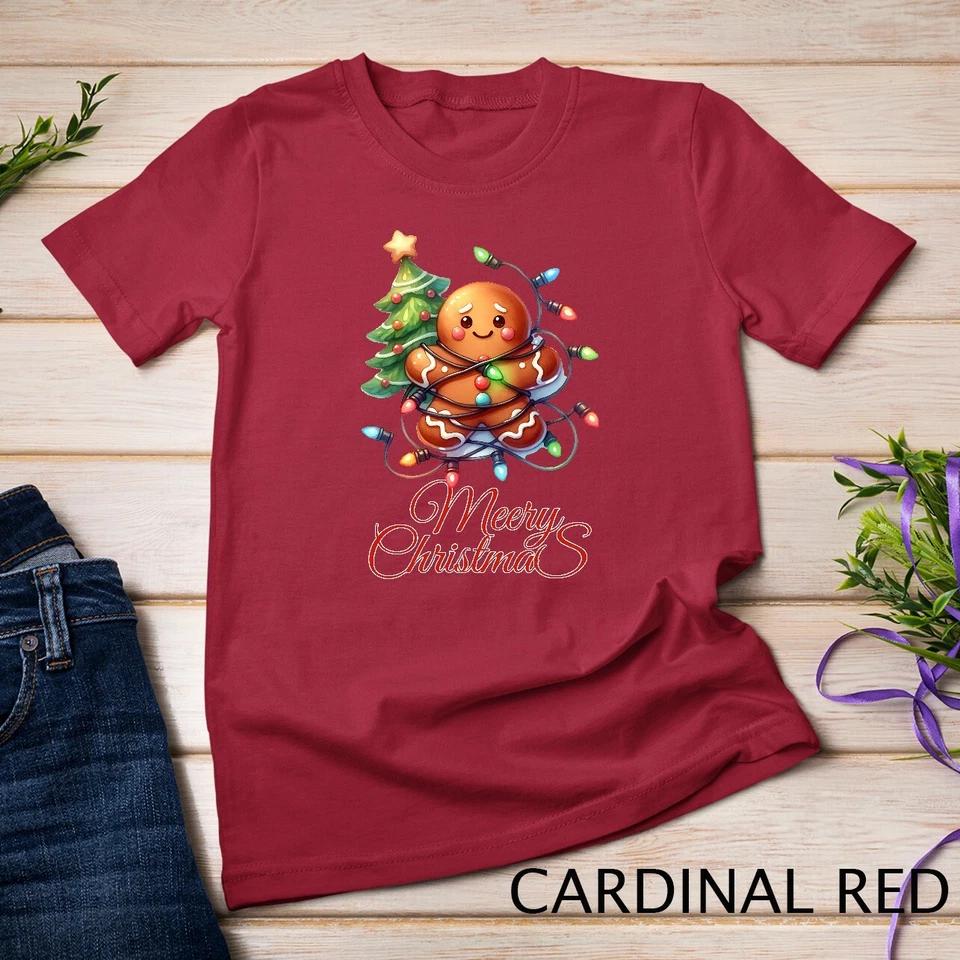 Adorable Gingerbread Celebrating Christmas #2 Funny Christmas Unisex T-shirt 3 3XL