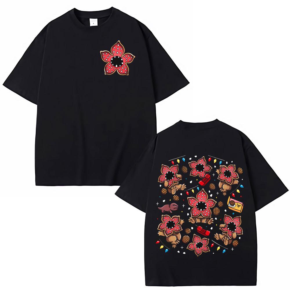 

Eddie Munson The Demogorgon Tshirt with Man Eating Flower Monster Pattern 2026 Summer Mens Womens Cotton Tshirt Street Wear M