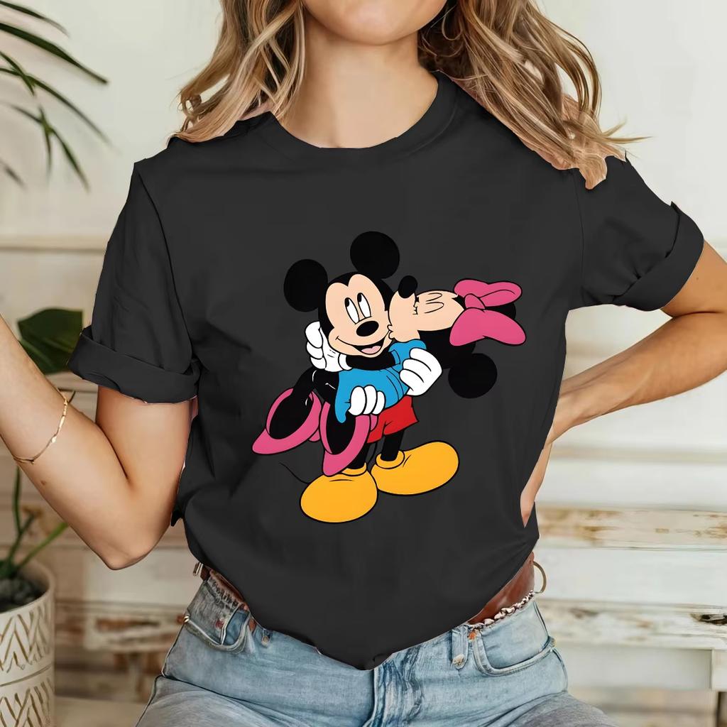 CoolTrendy Casual Mickey Minnie Print Cute Shortsleeved Tshirt Casual Fashion Elegant Top Family Party Camping