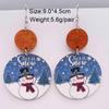 1 Pair of Christmas Earrings Vintage Style Wooden Forest Tie Geometric Splicing Earrings Christmas Tree Snow Snowman Earrings