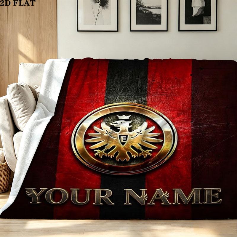 1PC Eintracht Frankfurt Custom Name Patterned Flannel Blanket Suitable For All Seasons for Home Decor Warmth and Comfort Gifts Holiday Present