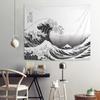 VIKAMA The Great Wave Off Kanagawa Black  White Tapestry Japanese Ukiyoe Art Wall Hanging for Living Room Bedroom Study Decor