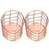 2Pcs Pen Holder Round Rose Gold Desktop Storage Basket Metal Mesh Makeup Organizer Box