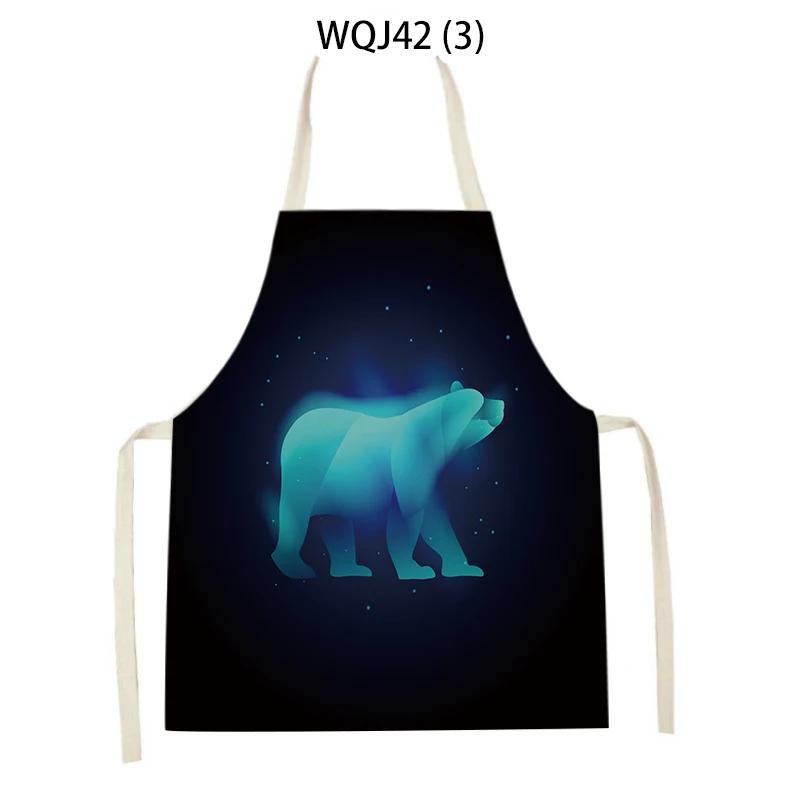 Animal Dog Bear Deer Pattern Kitchen Aprons for Adult Kids Linen Bib Home Cleaning Apron Butterfly Pattern Cooking Baking Aprons