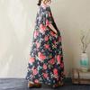 Kurzarm Plus Size Baumwolle Vintage Blumenmuster Neu in Kleidern für Damen lässig locker langes Sommerkleid