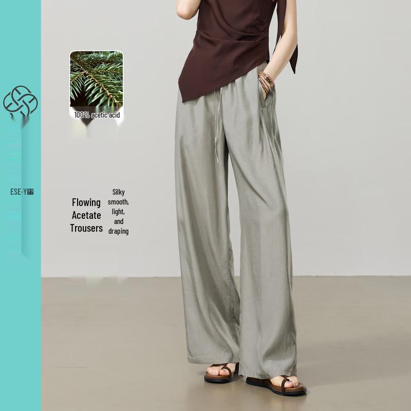 Women s ESE-Y100% Eastman Acetate Wide-Leg Ice Silk Pants 26