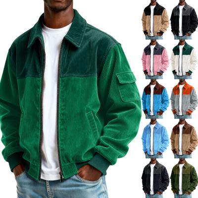 Men's Corduroy Pocket Zipper Jacket Men's Plus Size Casual Sports Jacket